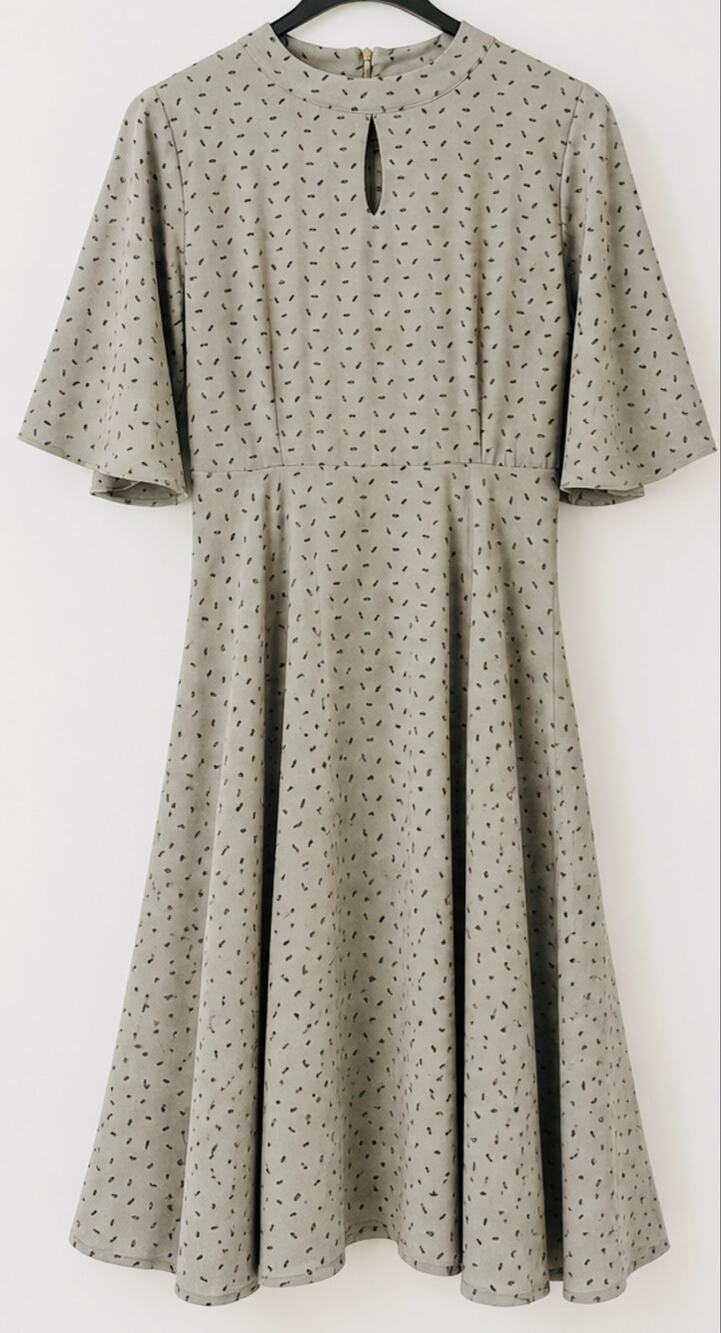 NG Gray Black Leaf Print Midi Dress
